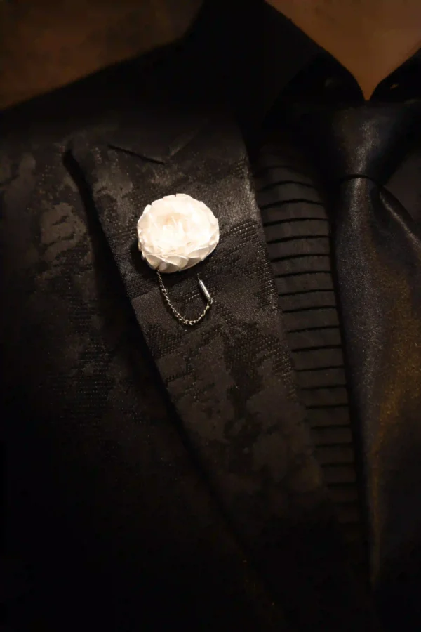 White Floral Lapel-Pin