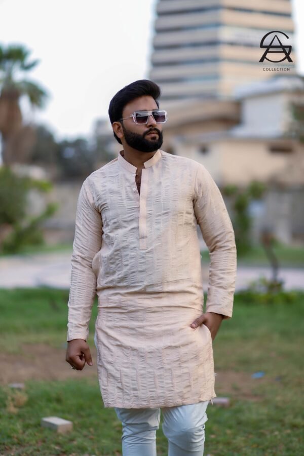 Ivory Raw Silk Kurta for Men