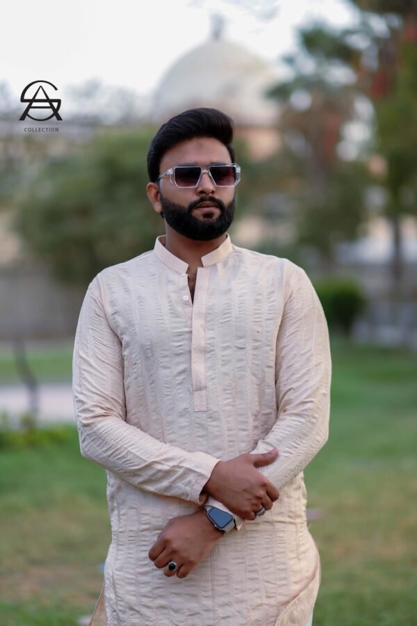 Ivory Raw Silk Kurta for Men
