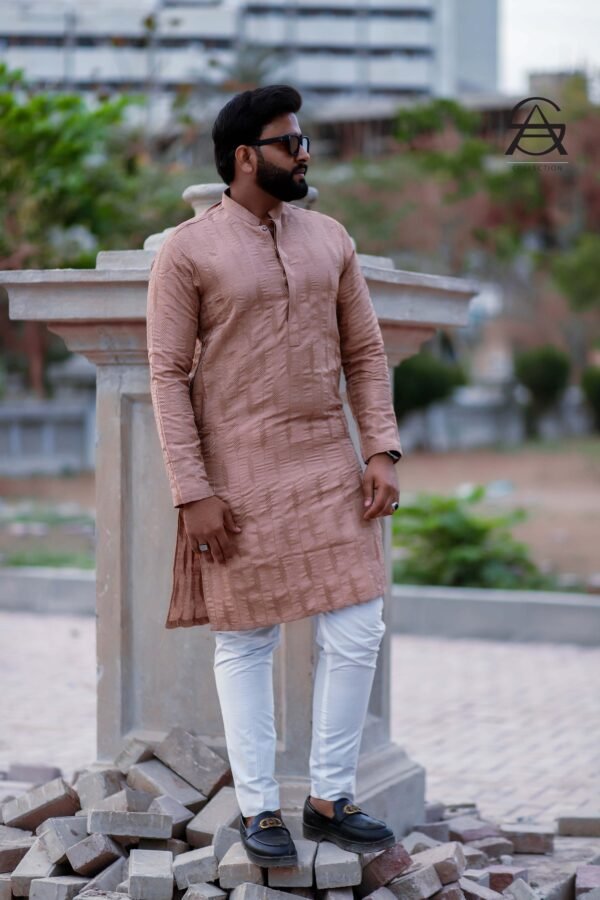 Mocha Raw Silk Kurta for Men