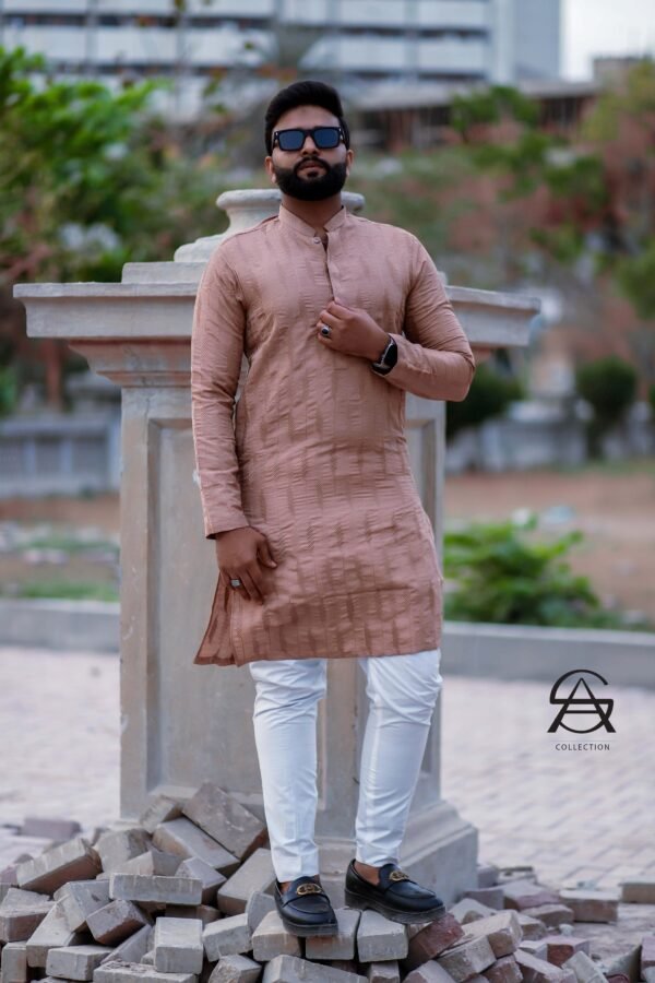 Mocha Raw Silk Kurta for Men