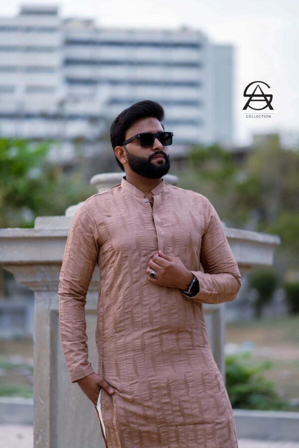 Mocha Raw Silk Kurta for Men