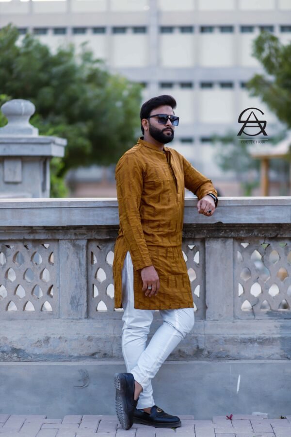 Men’s Mustard Raw Silk Kurta