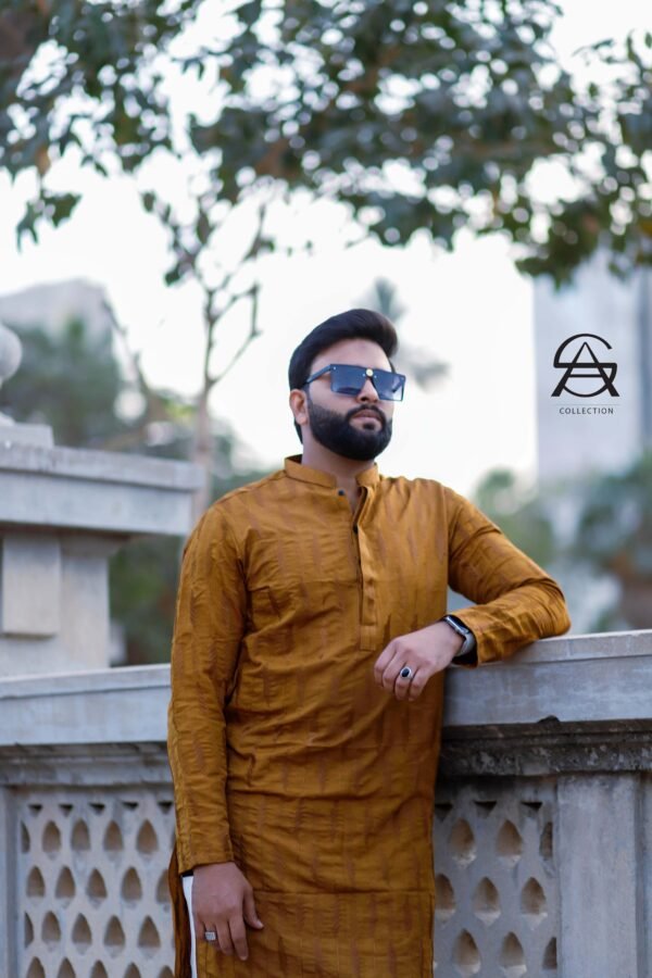 Men’s Mustard Raw Silk Kurta