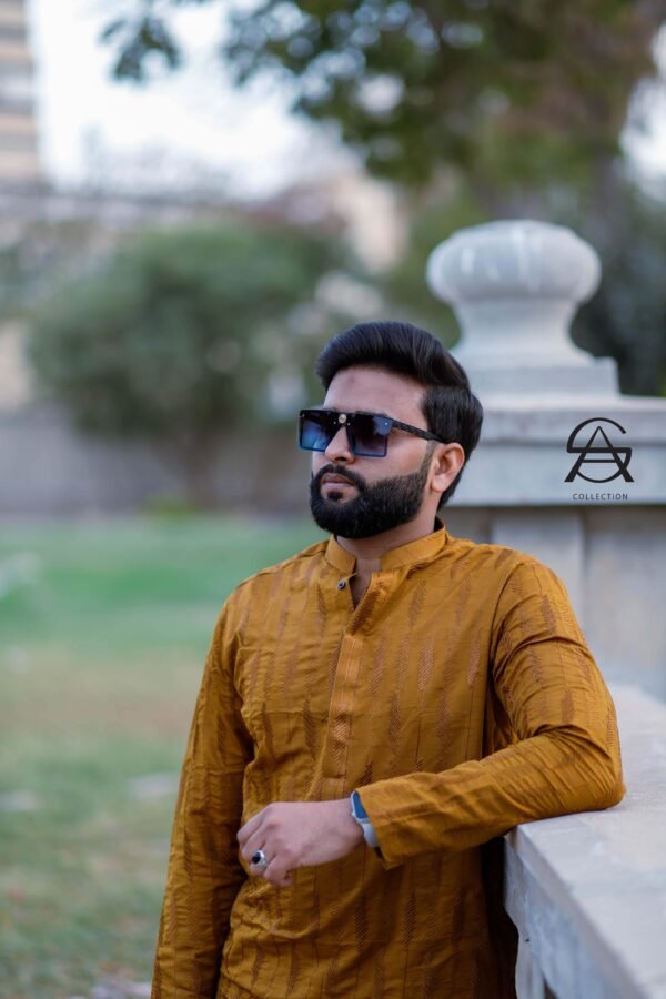 Men’s Mustard Raw Silk Kurta